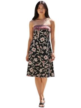 Laundry by Shelli Segal Black & Red Strapless‎ Silk Dress Size 8
